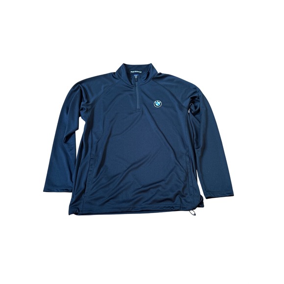 BMW Motorrad Pullover Mens Black Quarter Zip Athletic Logo SIZE L